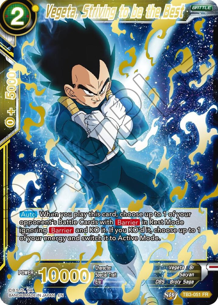 Vegeta, Striving to be the Best (Gold Stamped) TB3-051 card from Mythic Booster