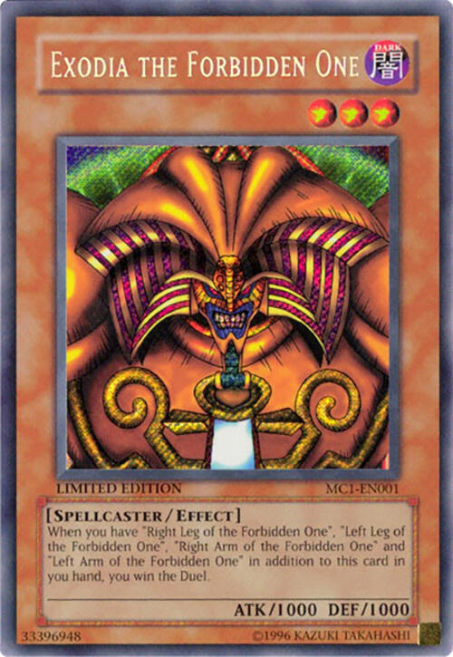 Exodia the Forbidden One MC1-EN001 card from Master Collection Volume 1