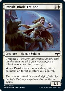 Parish-Blade Trainee 29 card from Innistrad: Crimson Vow
