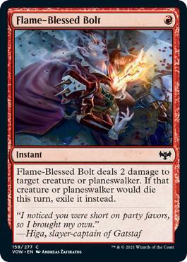 Flame-Blessed Bolt 158 card from Innistrad: Crimson Vow