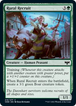 Rural Recruit 216 card from Innistrad: Crimson Vow