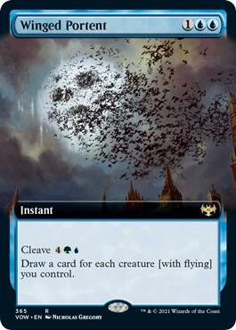 Winged Portent (Extended Art) 365 card from Innistrad: Crimson Vow