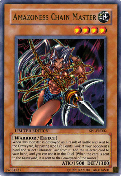 Amazoness Chain Master SP1-EN002 card from Sneak Preview Series 1