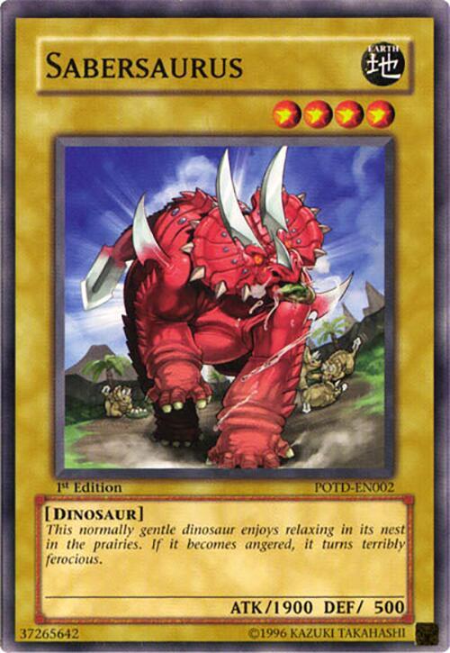 Sabersaurus POTD-EN002 card from Power of the Duelist