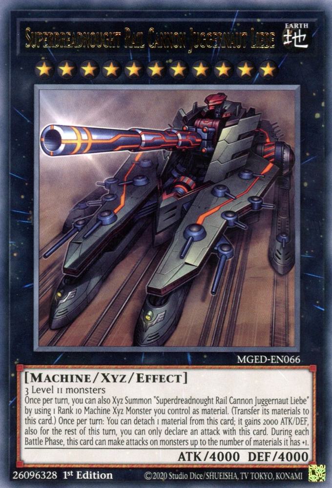 Superdreadnought Rail Cannon Juggernaut Liebe MGED-EN066 card from Maximum Gold: El Dorado