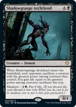 Shadowgrange Archfiend 22 card from Commander: Innistrad: Crimson Vow