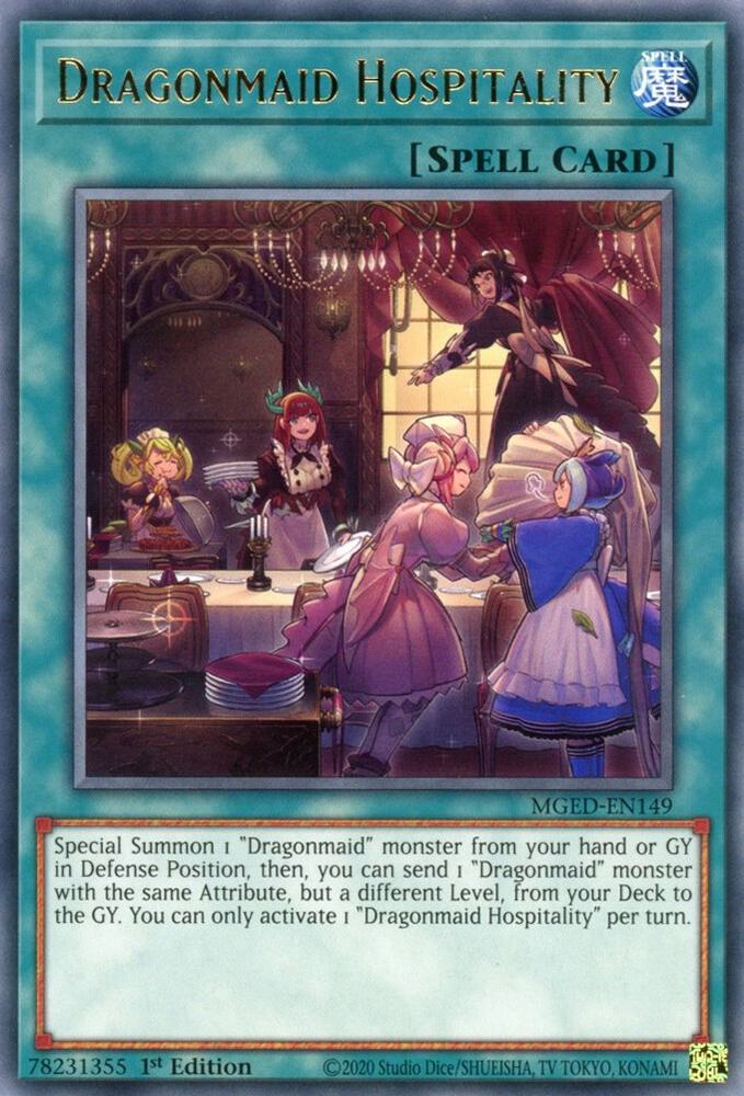 Dragonmaid Hospitality MGED-EN149 card from Maximum Gold: El Dorado