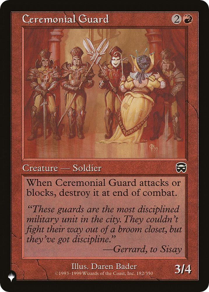 Ceremonial Guard 182/350 card from The List Reprints