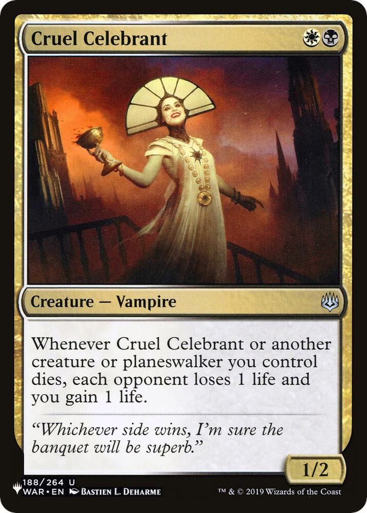 Cruel Celebrant 188/264 card from The List Reprints