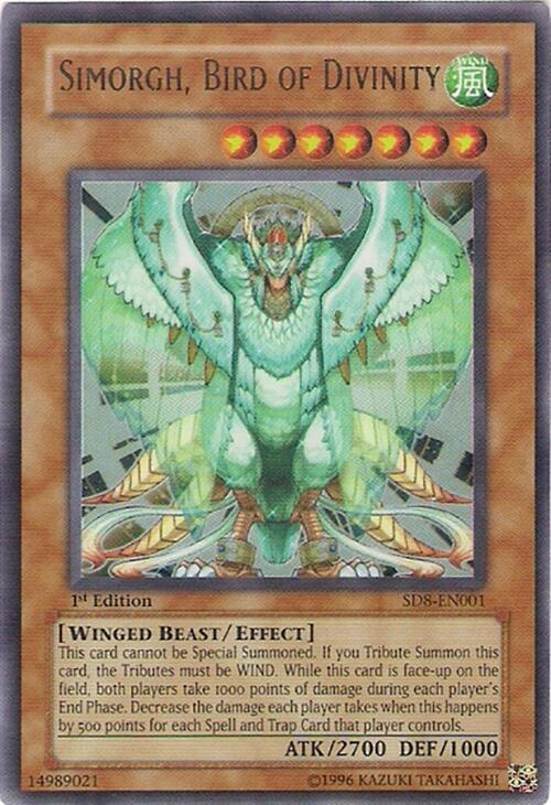 Simorgh, Bird of Divinity SD8-EN001 card from Structure Deck: Lord of the Storm