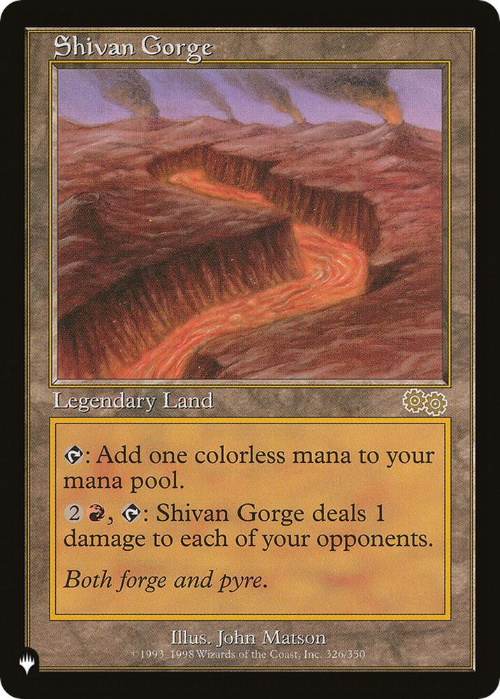 Shivan Gorge 326/350 card from The List Reprints