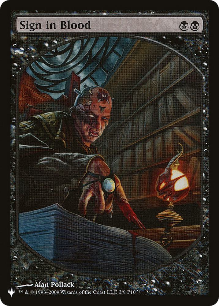 Sign in Blood (P10) 9-Mar card from The List Reprints