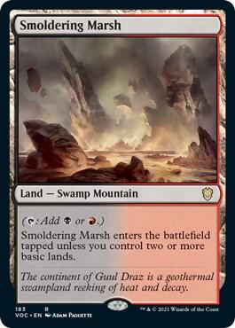Smoldering Marsh 183 card from Commander: Innistrad: Crimson Vow