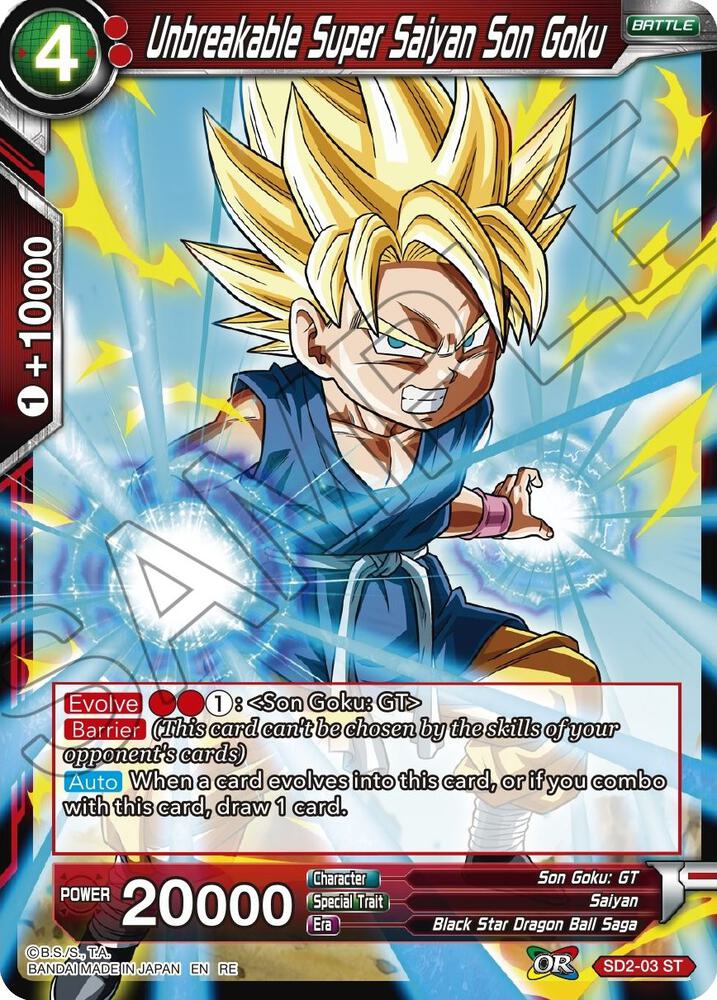 Unbreakable Super Saiyan Son Goku SD2-03 card from Mythic Booster