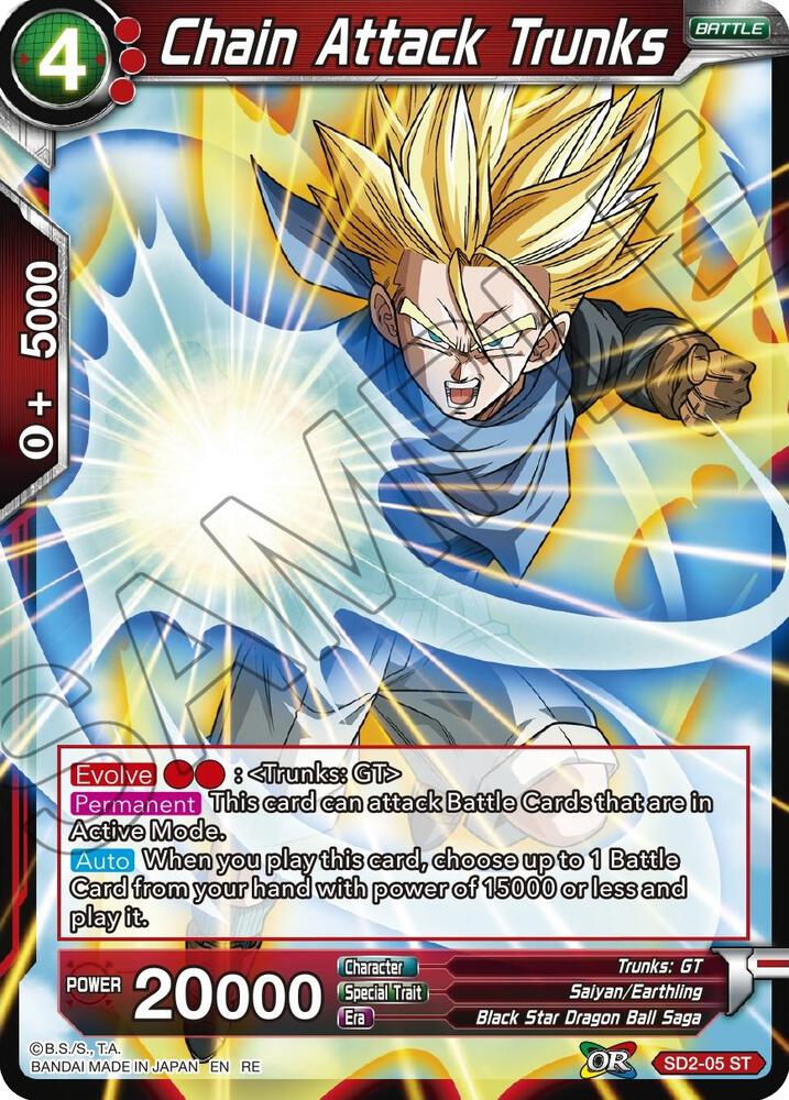 Chain Attack Trunks SD2-05 card from Mythic Booster
