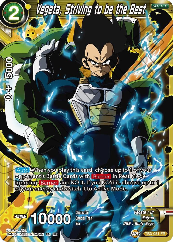 Vegeta, Striving to be the Best TB3-051 card from Mythic Booster