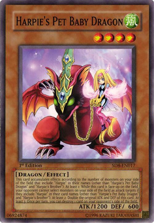 Harpie's Pet Baby Dragon SD8-EN017 card from Structure Deck: Lord of the Storm