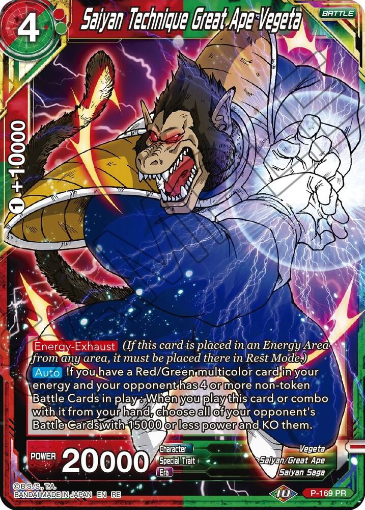 Saiyan Technique Great Ape Vegeta P-169 card from Mythic Booster