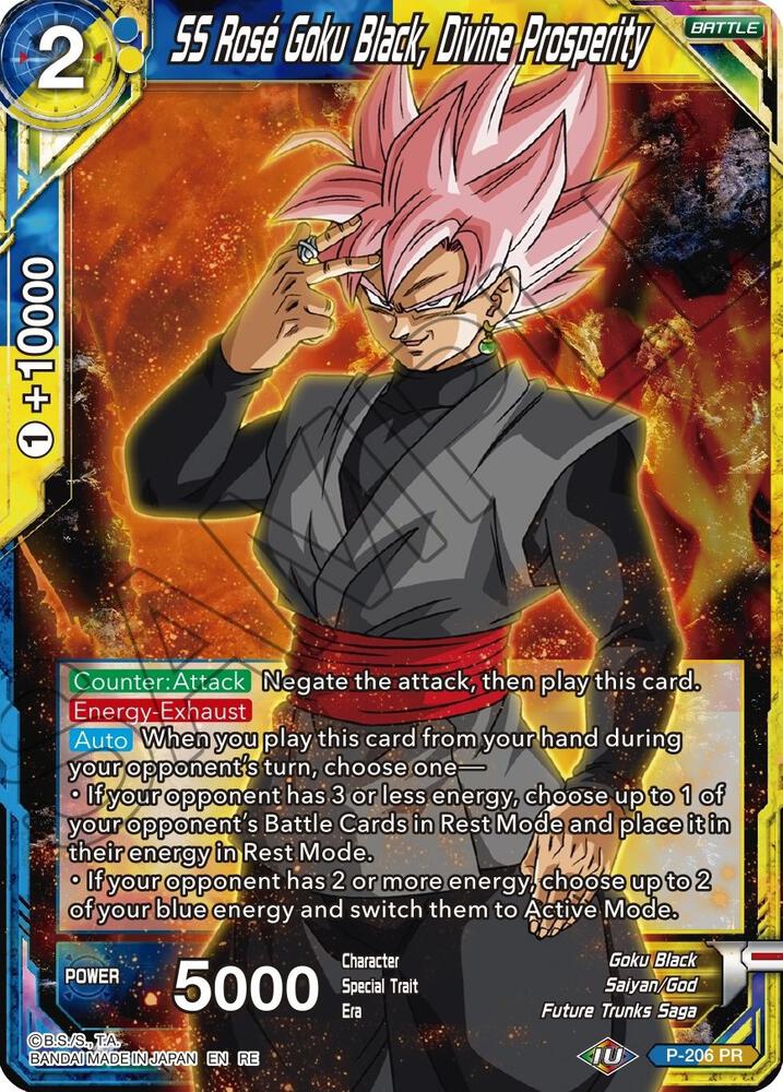 SS Rose Goku Black, Divine Prosperity P-206 card from Mythic Booster