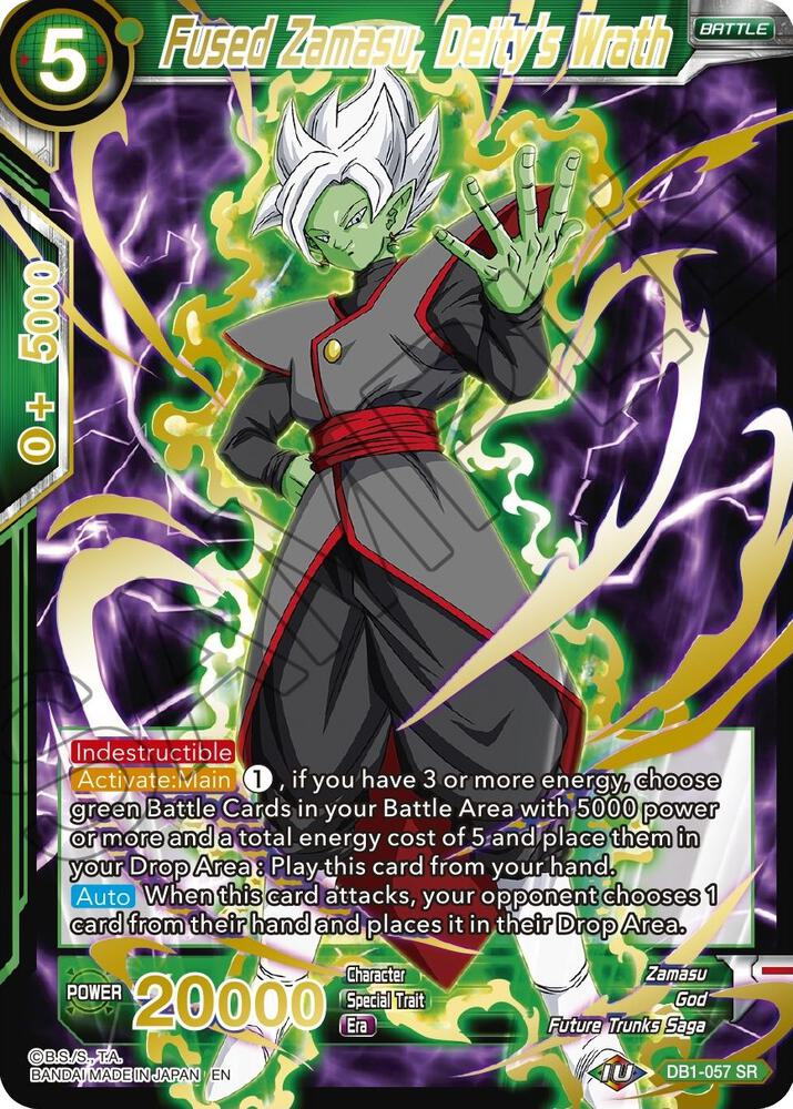 Fused Zamasu, Deity's Wrath (Gold Stamped) DB1-057 card from Mythic Booster