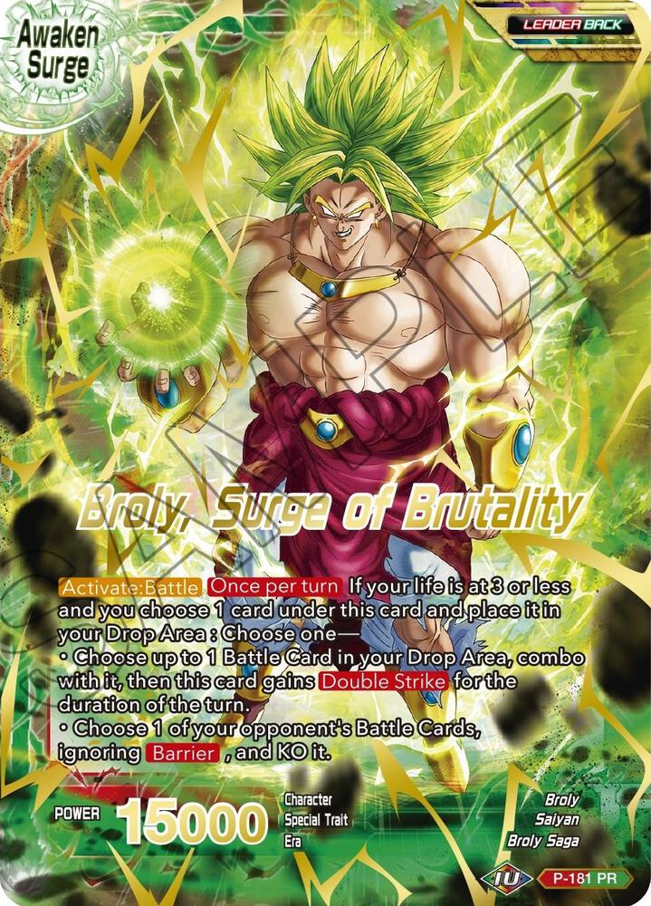 Broly // Broly, Surge of Brutality (Gold Stamped) P-181 card from Mythic Booster