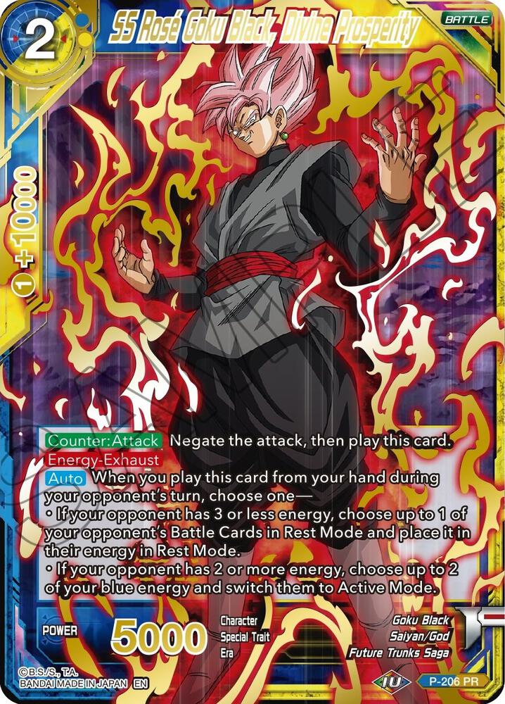 SS Rose Goku Black, Divine Prosperity (Gold Stamped) P-206 card from Mythic Booster