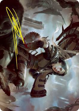 Sawblade Slinger Art Card (Gold-Stamped Signature) 54 card from Art Series: Innistrad: Crimson Vow