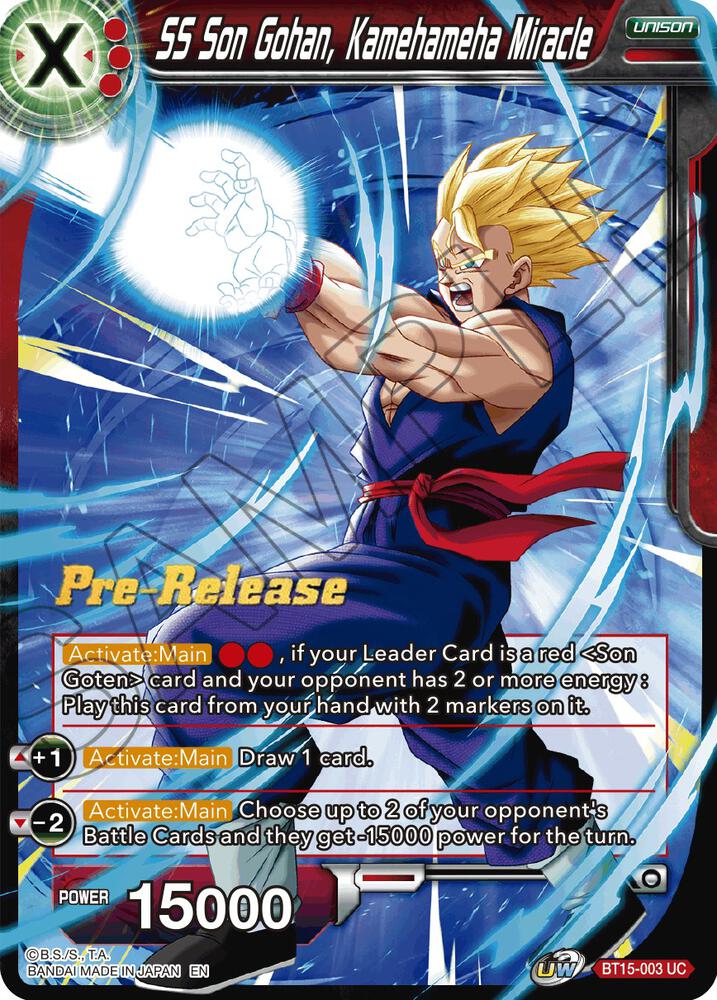 SS Son Gohan, Kamehameha Miracle BT15-003 card from Saiyan Showdown Pre-Release Cards