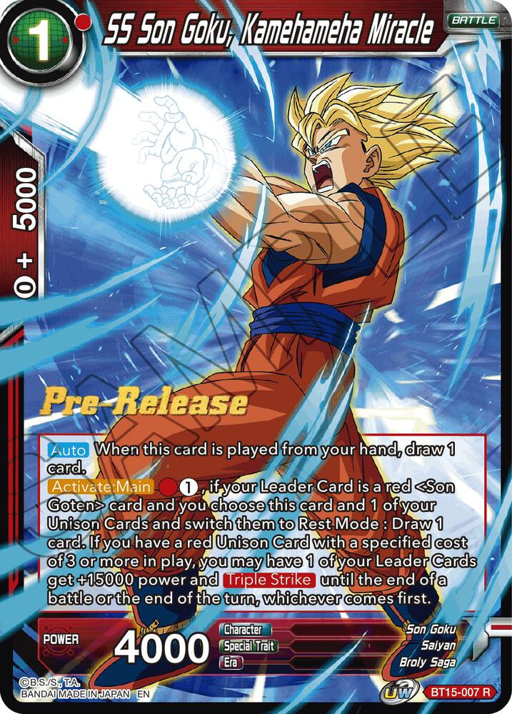 SS Son Goku, Kamehameha Miracle BT15-007 card from Saiyan Showdown Pre-Release Cards