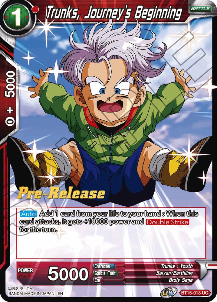 Trunks, Journey's Beginning BT15-013 card from Saiyan Showdown Pre-Release Cards