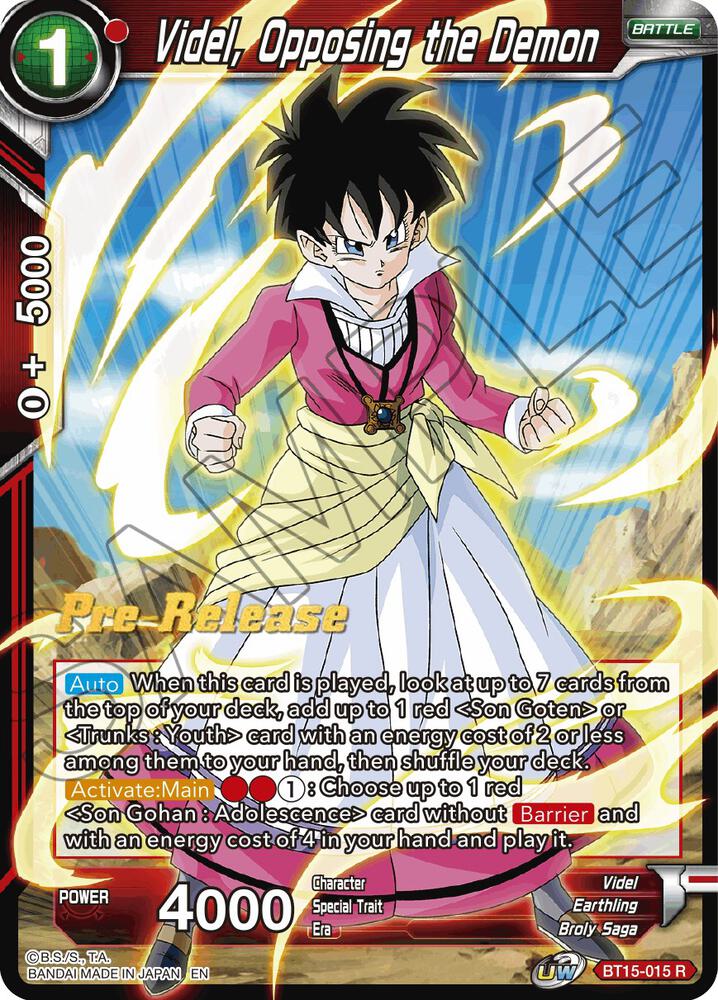 Videl, Opposing the Demon BT15-015 card from Saiyan Showdown Pre-Release Cards
