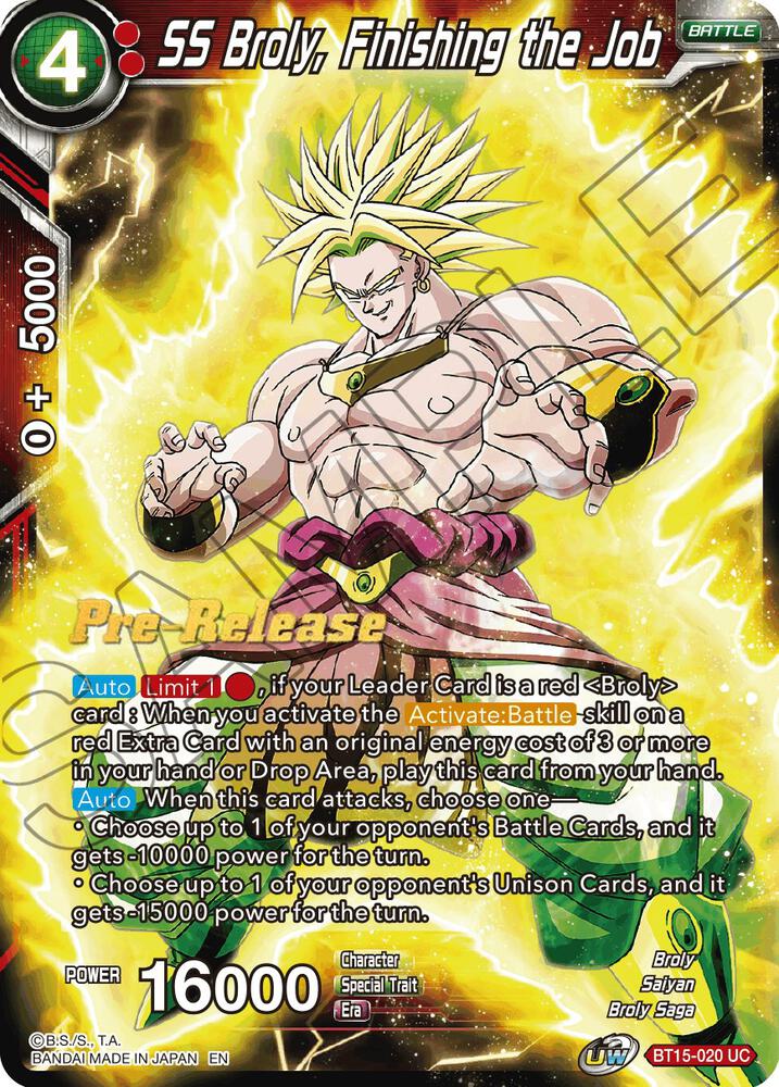 SS Broly, Finishing the Job BT15-020 card from Saiyan Showdown Pre-Release Cards