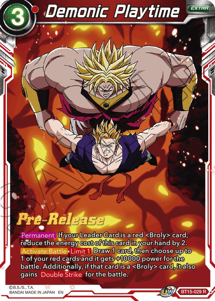 Demonic Playtime BT15-029 card from Saiyan Showdown Pre-Release Cards