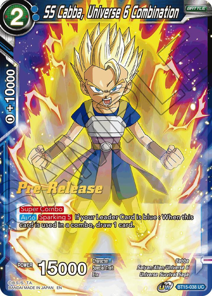 SS Cabba, Universe 6 Combination BT15-038 card from Saiyan Showdown Pre-Release Cards