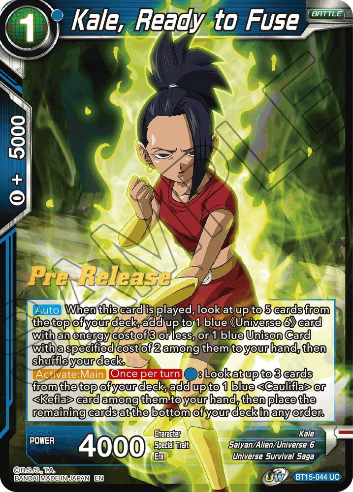 Kale, Ready to Fuse BT15-044 card from Saiyan Showdown Pre-Release Cards