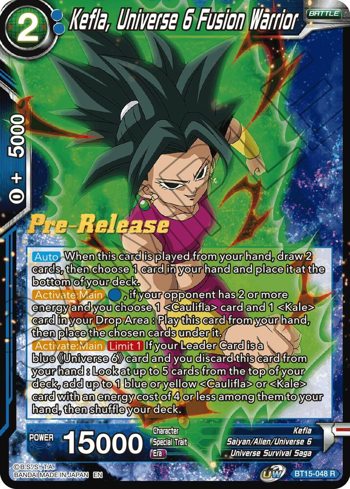 Kefla, Universe 6 Fusion Warrior BT15-048 card from Saiyan Showdown Pre-Release Cards
