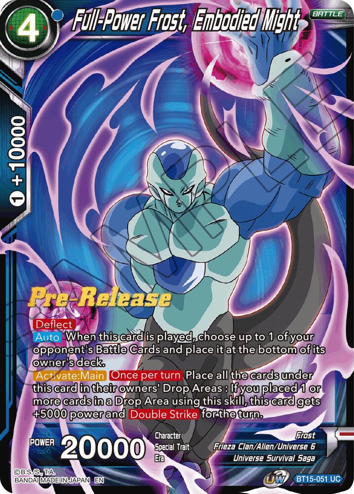 Full-Power Frost, Embodied Might BT15-051 card from Saiyan Showdown Pre-Release Cards