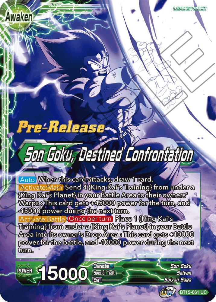 Son Goku // Son Goku, Destined Confrontation BT15-061 card from Saiyan Showdown Pre-Release Cards