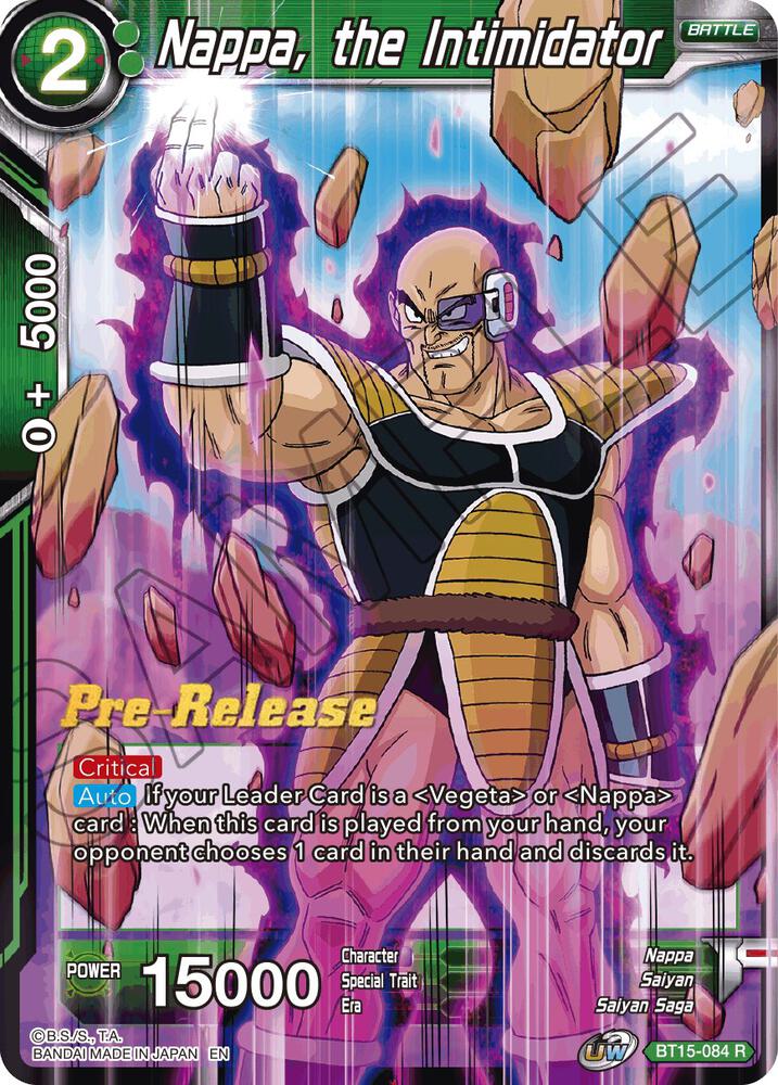 Nappa, the Intimidator BT15-084 card from Saiyan Showdown Pre-Release Cards