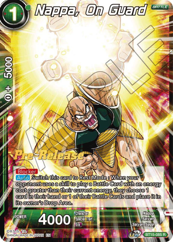 Nappa, on Guard BT15-085 card from Saiyan Showdown Pre-Release Cards