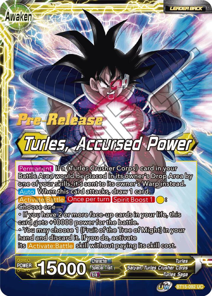 Turles // Turles, Accursed Power BT15-092 card from Saiyan Showdown Pre-Release Cards