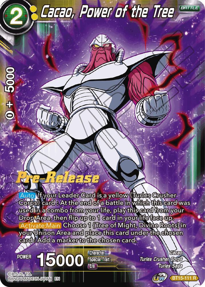 Cacao, Power of the Tree BT15-111 card from Saiyan Showdown Pre-Release Cards