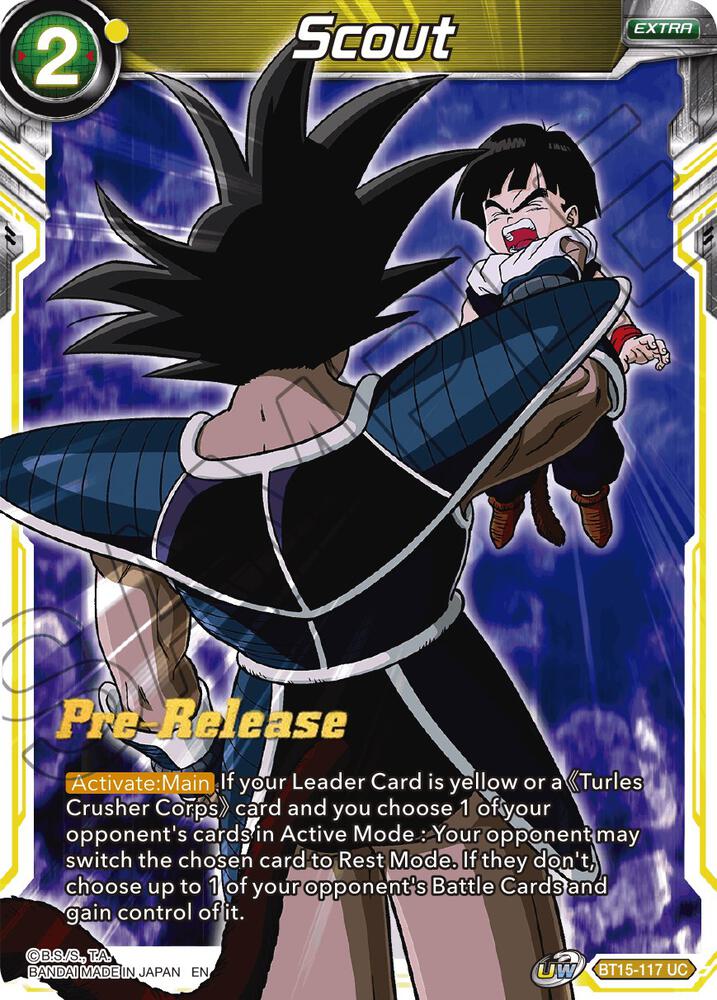 Scout BT15-117 card from Saiyan Showdown Pre-Release Cards