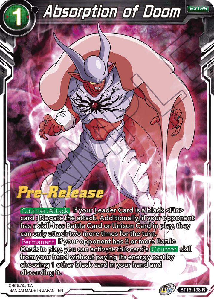 Absorption of Doom BT15-138 card from Saiyan Showdown Pre-Release Cards