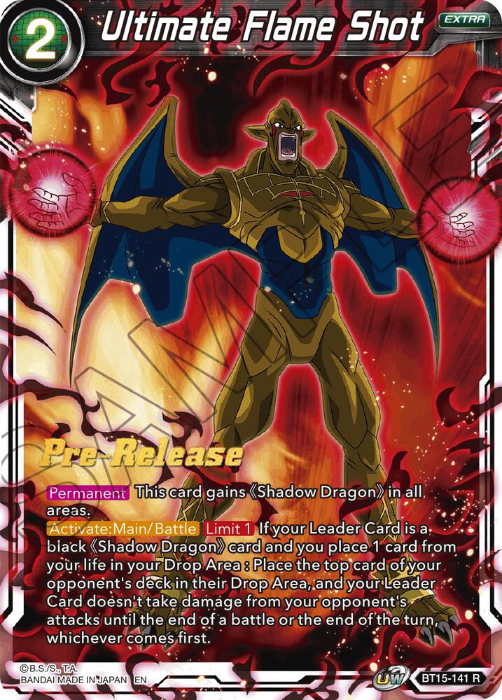 Ultimate Flame Shot BT15-141 card from Saiyan Showdown Pre-Release Cards