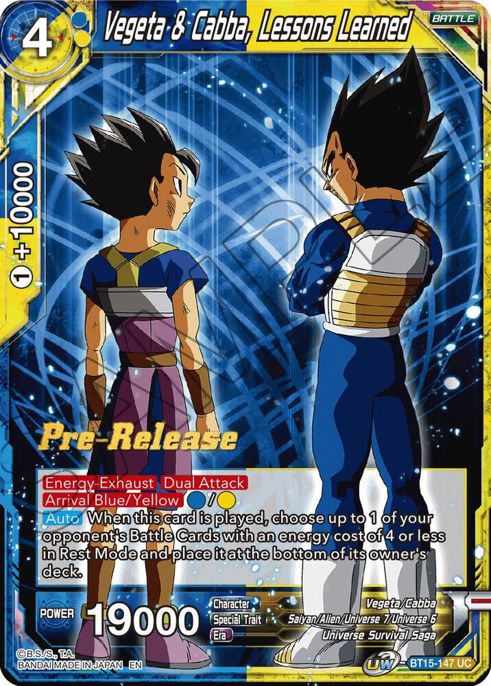 Vegeta & Cabba, Lessons Learned BT15-147 card from Saiyan Showdown Pre-Release Cards