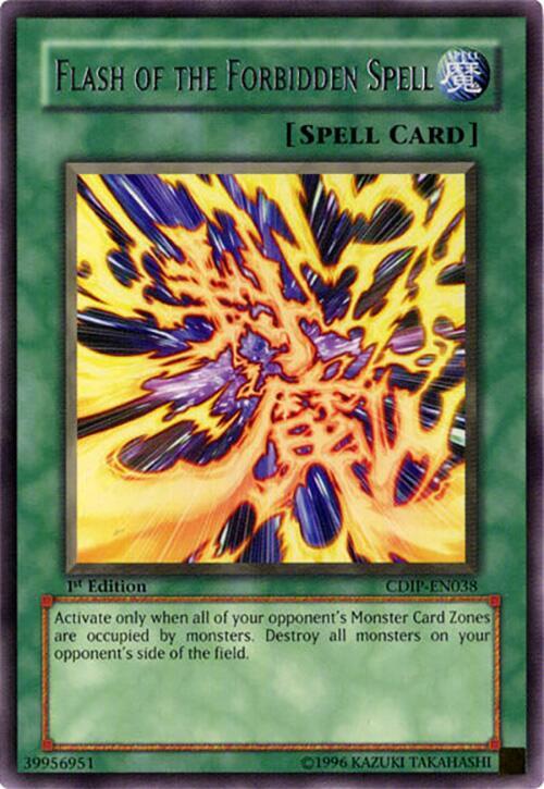 Flash of the Forbidden Spell CDIP-EN038 card from Cyberdark Impact