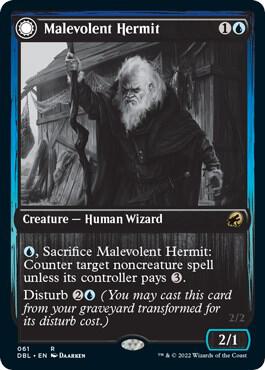 Malevolent Hermit 61 card from Innistrad: Double Feature