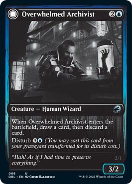 Overwhelmed Archivist 68 card from Innistrad: Double Feature