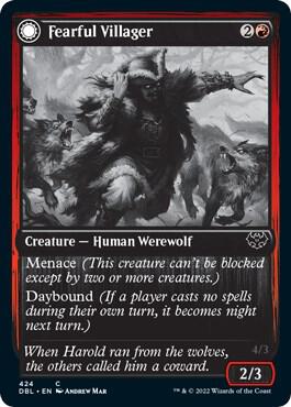 Fearful Villager 424 card from Innistrad: Double Feature